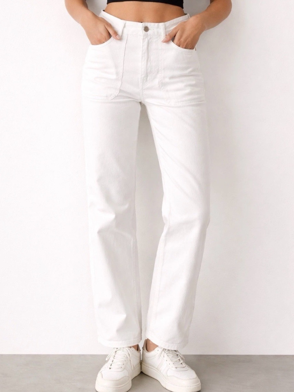 ZARA Into The Classics High Rise White Utility Jean